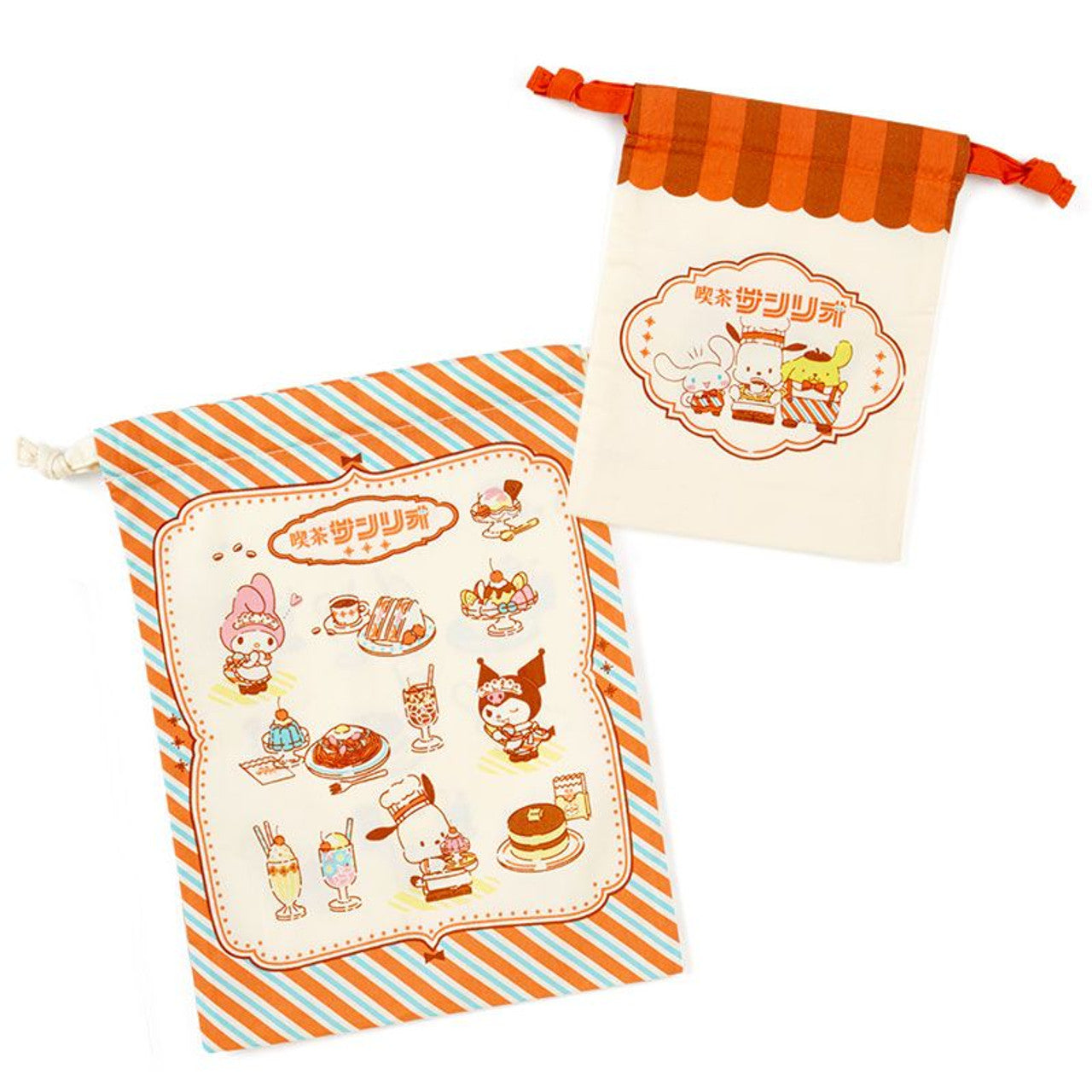 Sanrio Characters 2g Cafe Draw String Bag Set