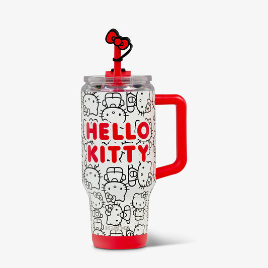 Hello Kitty Pattern Straw Top 32oz Stainless Steel Travel Mug