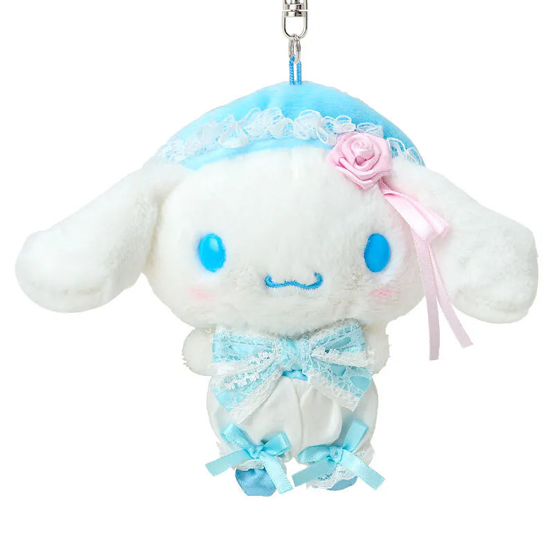 Cinnamoroll Pink Frills & Rose Mascot Plush Keychain