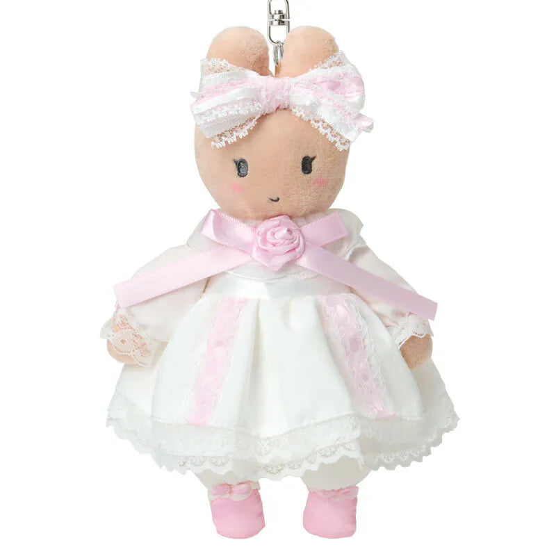 Marroncream Pink Frills & Rose Mascot Plush Keychain