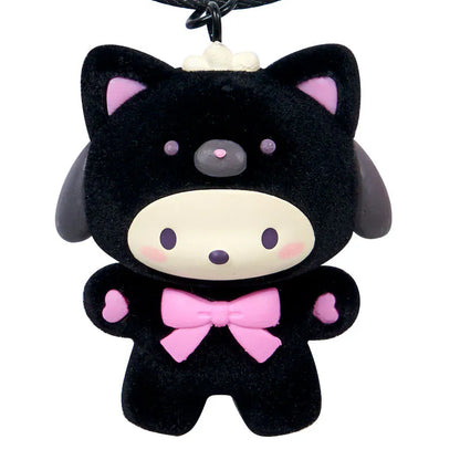 Pochacco Black and Pink Bear Keyring with Plastic Mascot