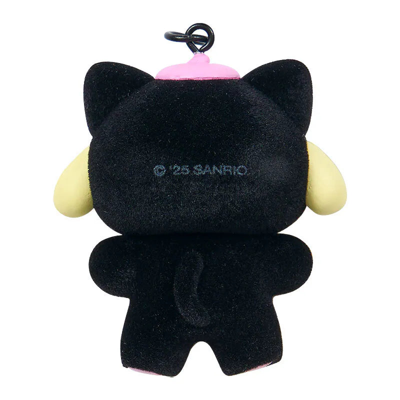 Pompompurin Black and Pink Bear Keyring with Plastic Mascot