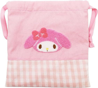 Sanrio Characters Chenille Gingham Drawstring Bag