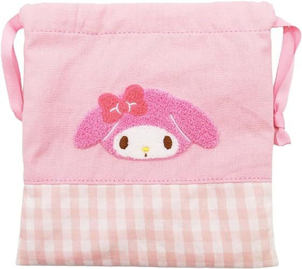 Sanrio Characters Chenille Gingham Drawstring Bag