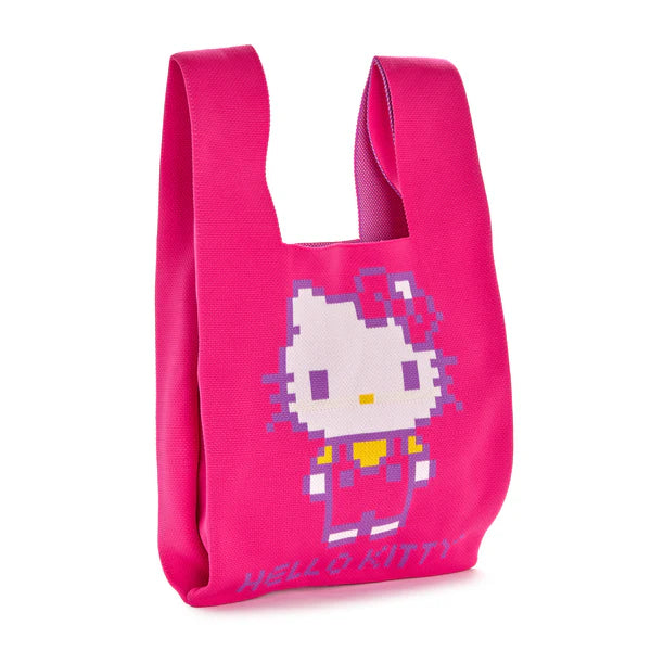 Hello Kitty Retro Pixel Pink Knit Shopper Bag