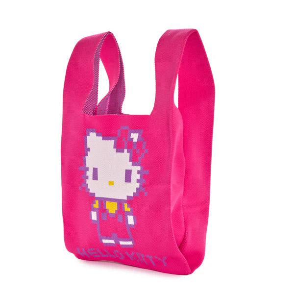 Hello Kitty Retro Pixel Pink Knit Shopper Bag