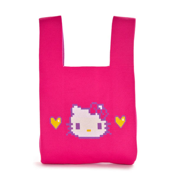 Hello Kitty Retro Pixel Pink Knit Shopper Bag