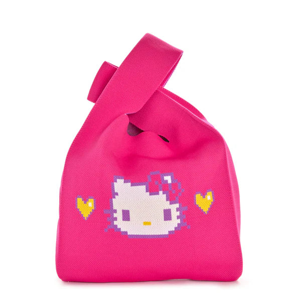 Hello Kitty Retro Pixel Pink Knit Shopper Bag