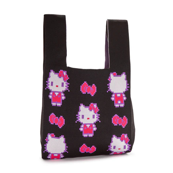 Hello Kitty Retro Pixel Black Knit Shopper Bag