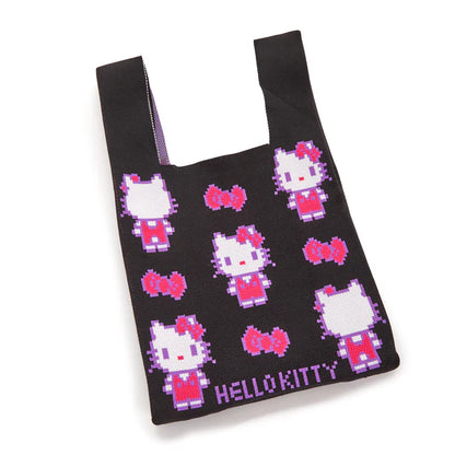 Hello Kitty Retro Pixel Black Knit Shopper Bag