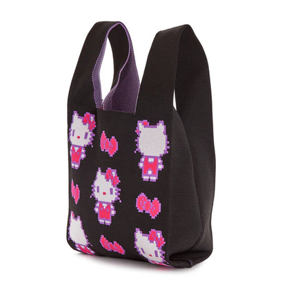 Hello Kitty Retro Pixel Black Knit Shopper Bag