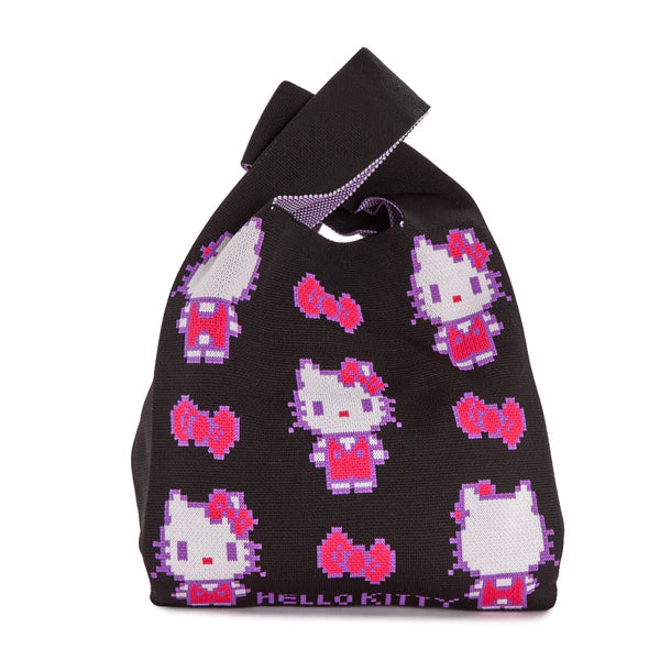 Hello Kitty Retro Pixel Black Knit Shopper Bag