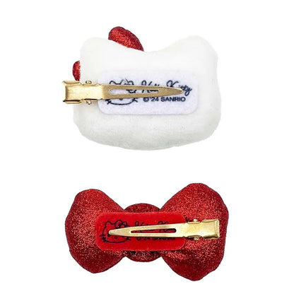 Hello Kitty Glitter Bow Hair Clip Set (2pc)