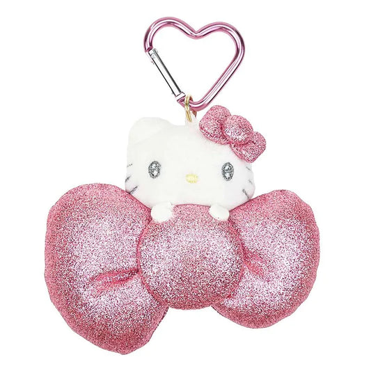 Hello Kitty Pink Glitter Bow Mascot Plush Clip On