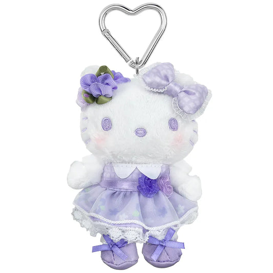 Hello Kitty Purple Flower Mascot Plush Clip On