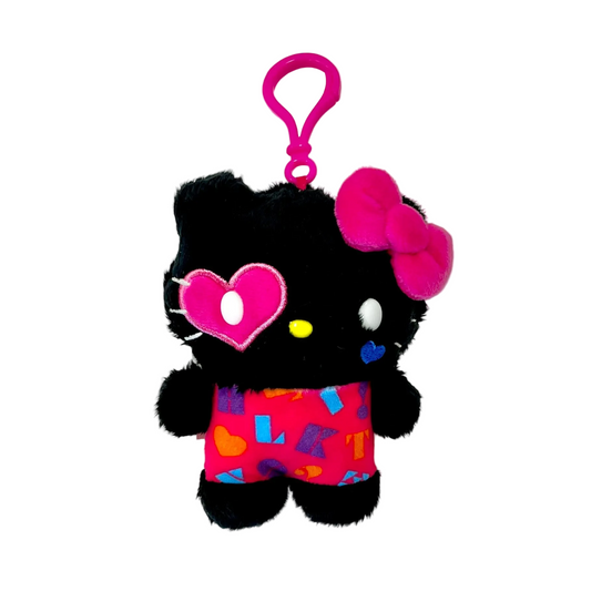 Hello Kitty Flat Black and Pink Mascot Clip On