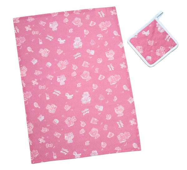 Hello Kitty 50th Anniversary Kitchen Towel and Potholder Set