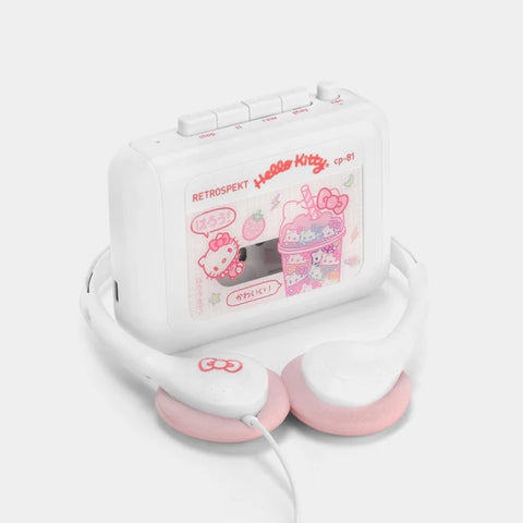 Retrospekt CP-81 Portable Cassette Player and Headphones - Hello Kitty Strawberry Kawaii