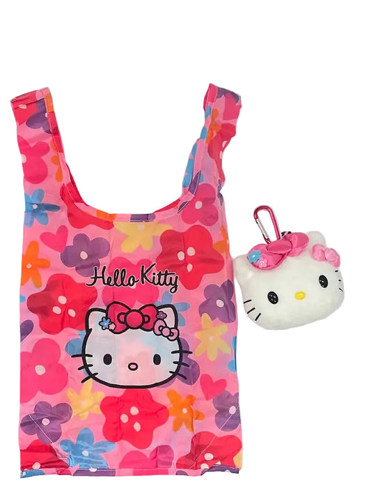 Hello Kitty Flower Bow Shopping Bag in Pouch