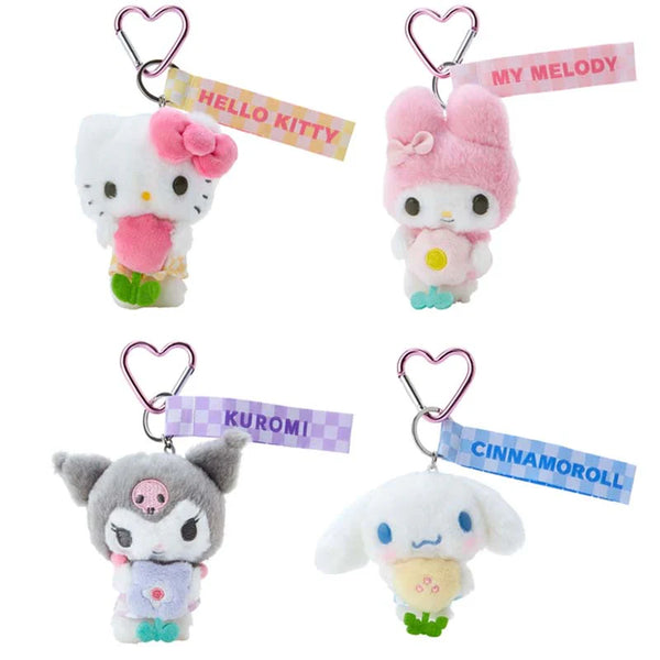 Sanrio Characters Pastel Check Keyring with Mascot