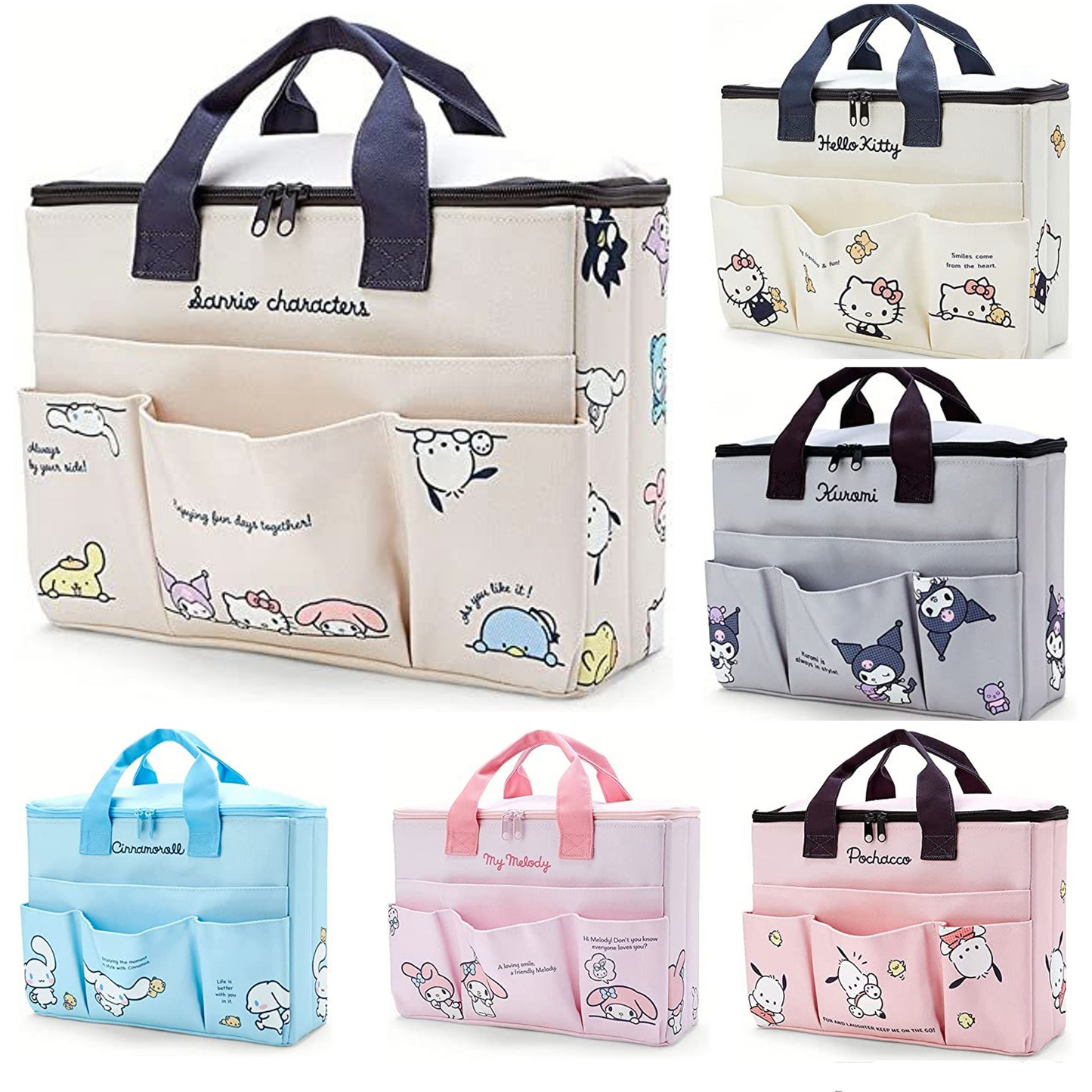Sanrio Characters Large Storage Box with Pockets and Handle
