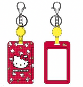 Hello Kitty Red Plastic Card Case w Key Reel