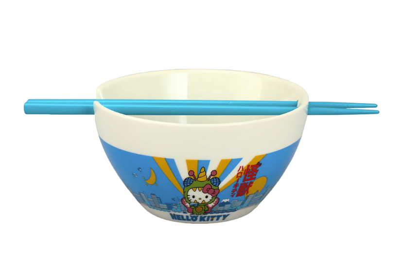 Hello Kitty Kaiju Ramen Bowl with Chopsticks