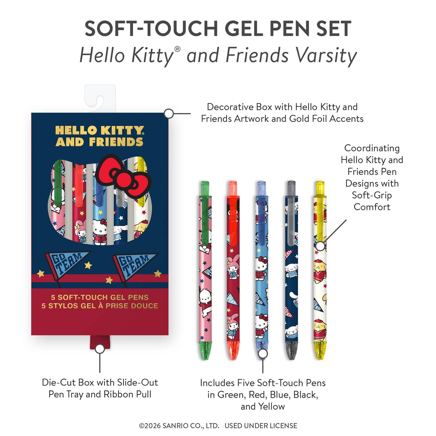 Hello Kitty and Friends Varsity Soft-Touch Gel Pen Set