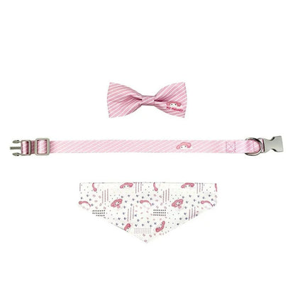 Pet Collar with Scarf and Bowtie