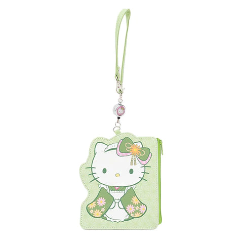 Hello Kitty Matcha Diecut Card Case with Key Reel