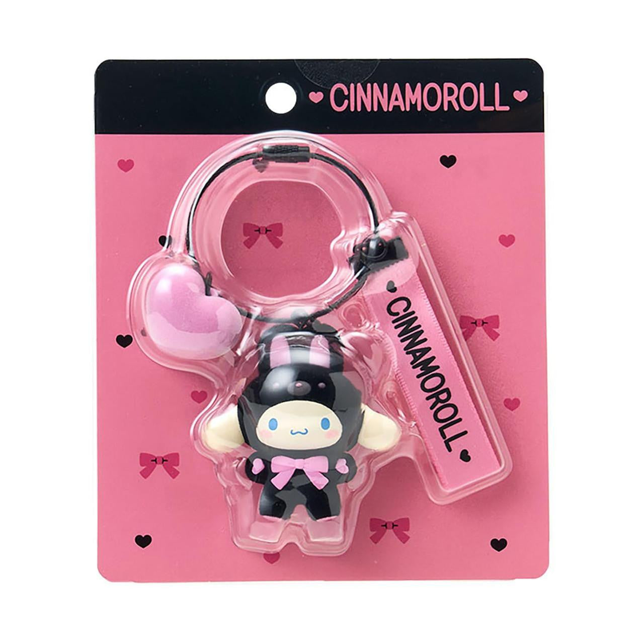 Cinnamoroll Black and Pink Bear Keyring with Plastic Mascot