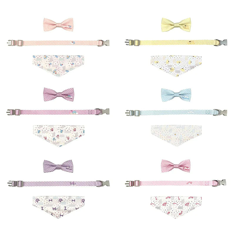 Pet Collar with Scarf and Bowtie