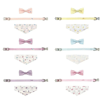 Pet Collar with Scarf and Bowtie