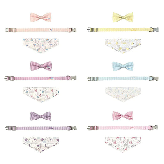 Pet Collar with Scarf and Bowtie