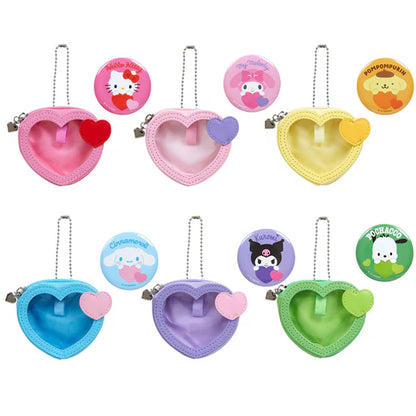 Sanrio Characters Big Heart Mini Pouch and Pin Set