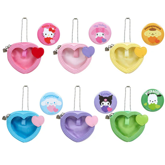Sanrio Characters Big Heart Mini Pouch and Pin Set