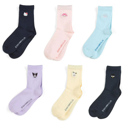 Sanrio Characters Embroidery Crew Socks