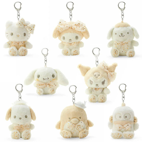 Sanrio Characters White Plush Keychain with Mascot