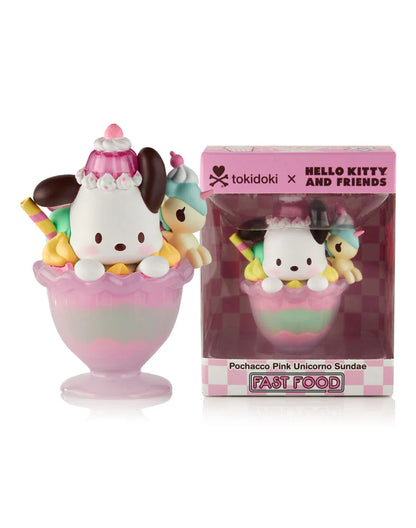 tokidoki x Hello Kitty & Friends Fast Food Pochacco Pink Unicorno Sundae Figurine