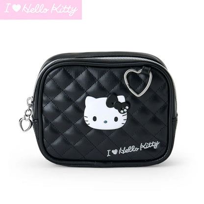 I Love Hello Kitty Black Quilted Zipper Pouch