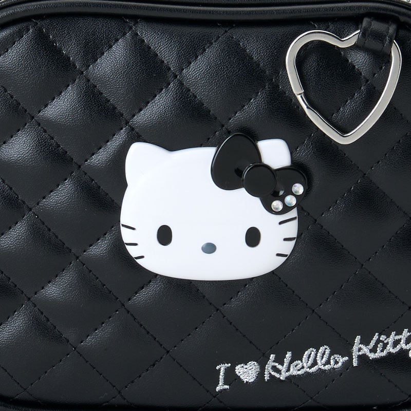 I Love Hello Kitty Black Quilted Zipper Pouch