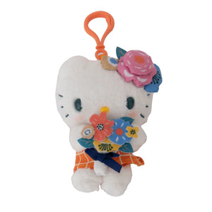 Hello Kitty Flower Mascot Clip-On Keychain