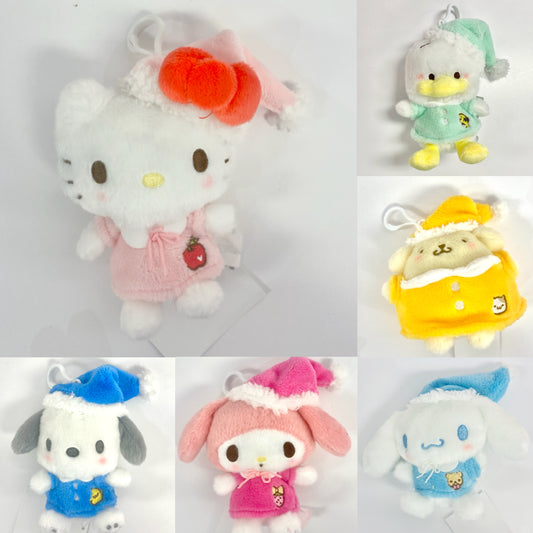 Sanrio Characters Fluffy Pajama Clip-on Mascot